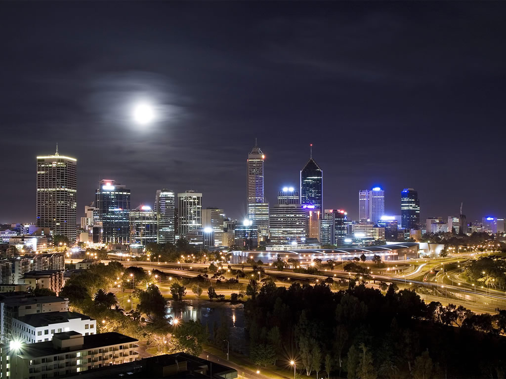 Amazing Modern City Night Moon Wallpaper Photo Picture