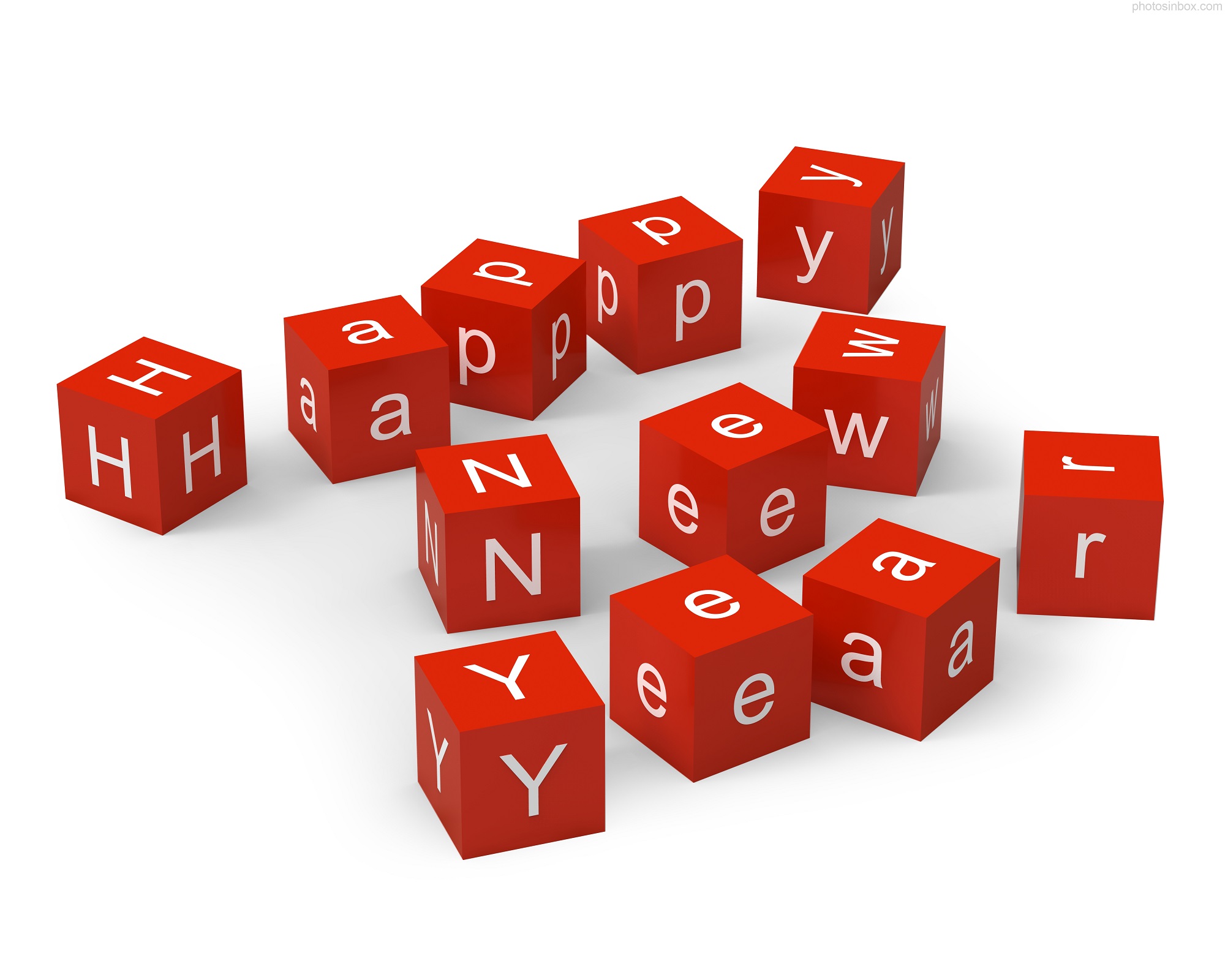 Beautirul Happy New Year Red Dice Picture HD Wallpaper Background