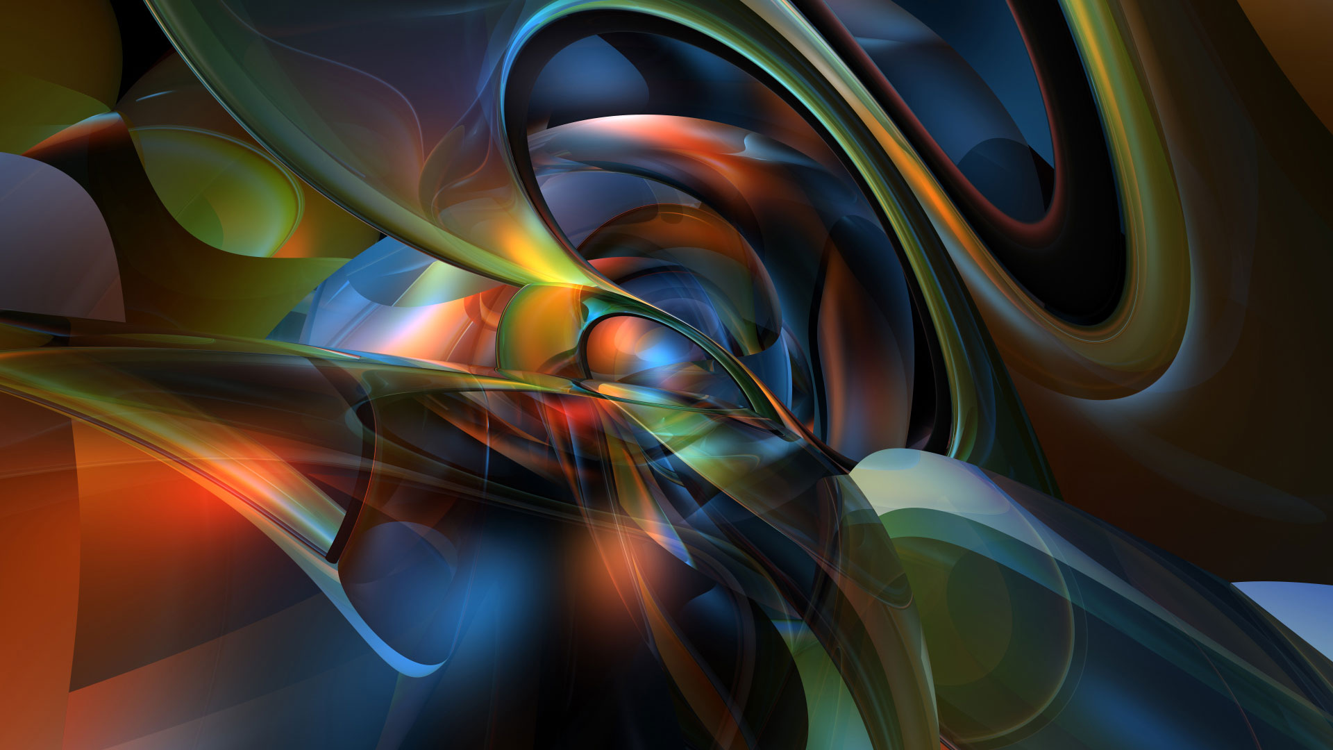 Green, Orange and Blue Abstract