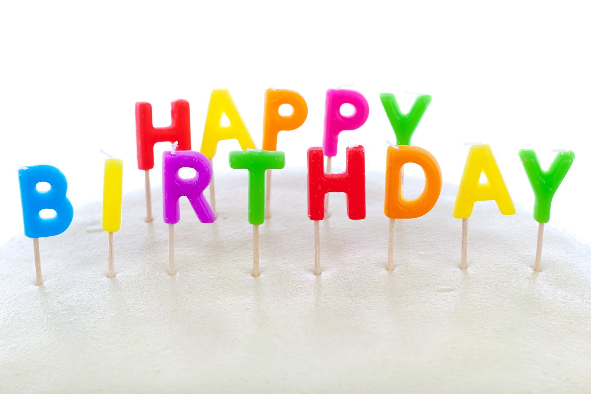 Happy Birthday Colorful And White Background Wallpaper