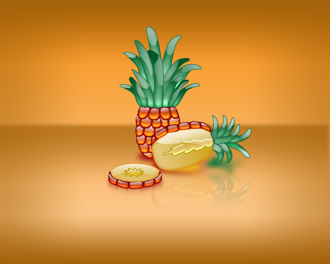 Aqua Pineapple 3D Wallpaper And Brown Background Free