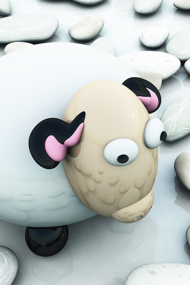 3D Sheep And Rock Apple Iphone 4S HD Wallpapers Free