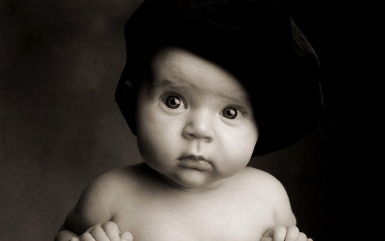 Lovely Baby Black And White Photography Wallpaper Background