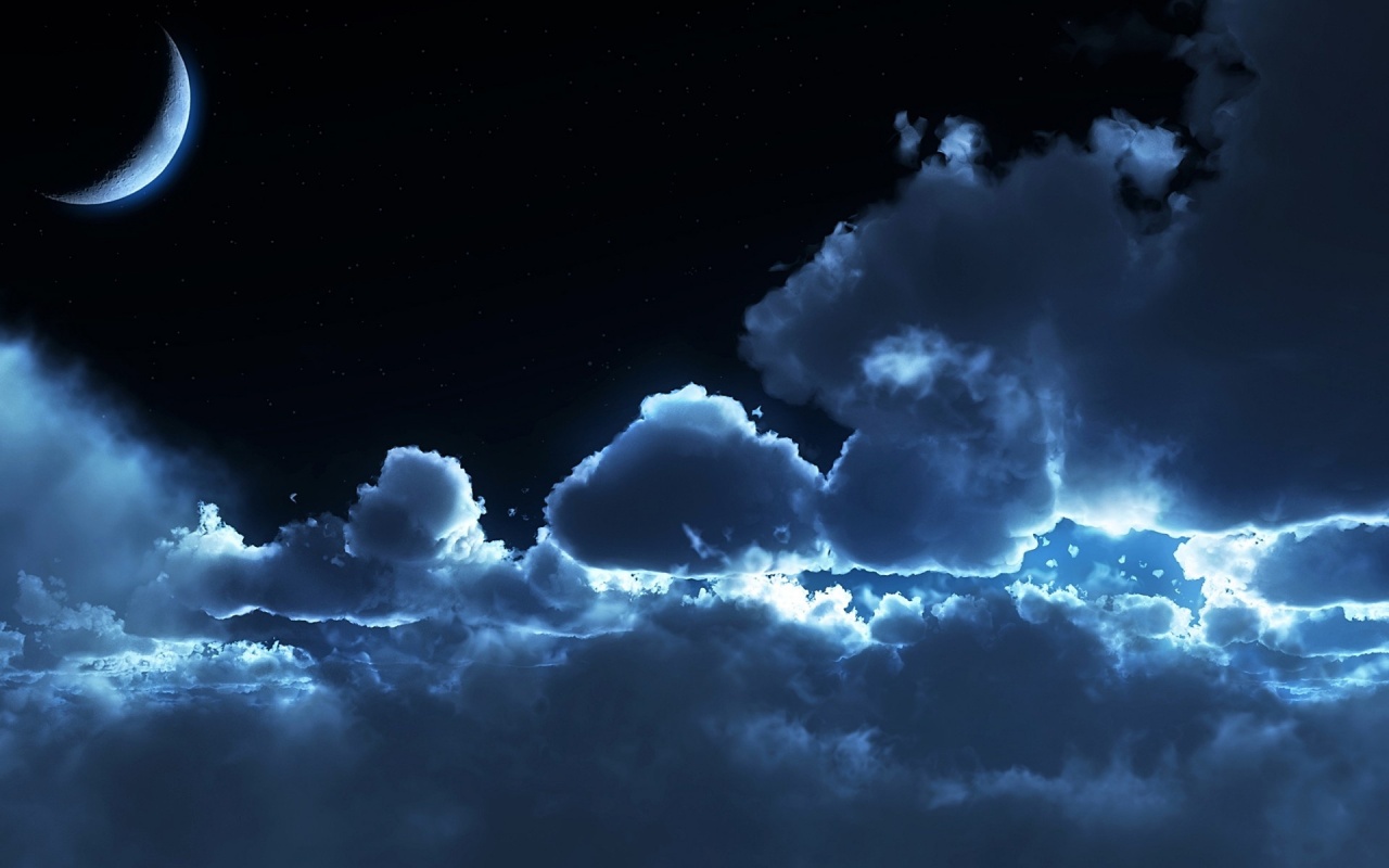 Cloudy Night Sky Wallpaper HD Widescreen For Your PC Desktop