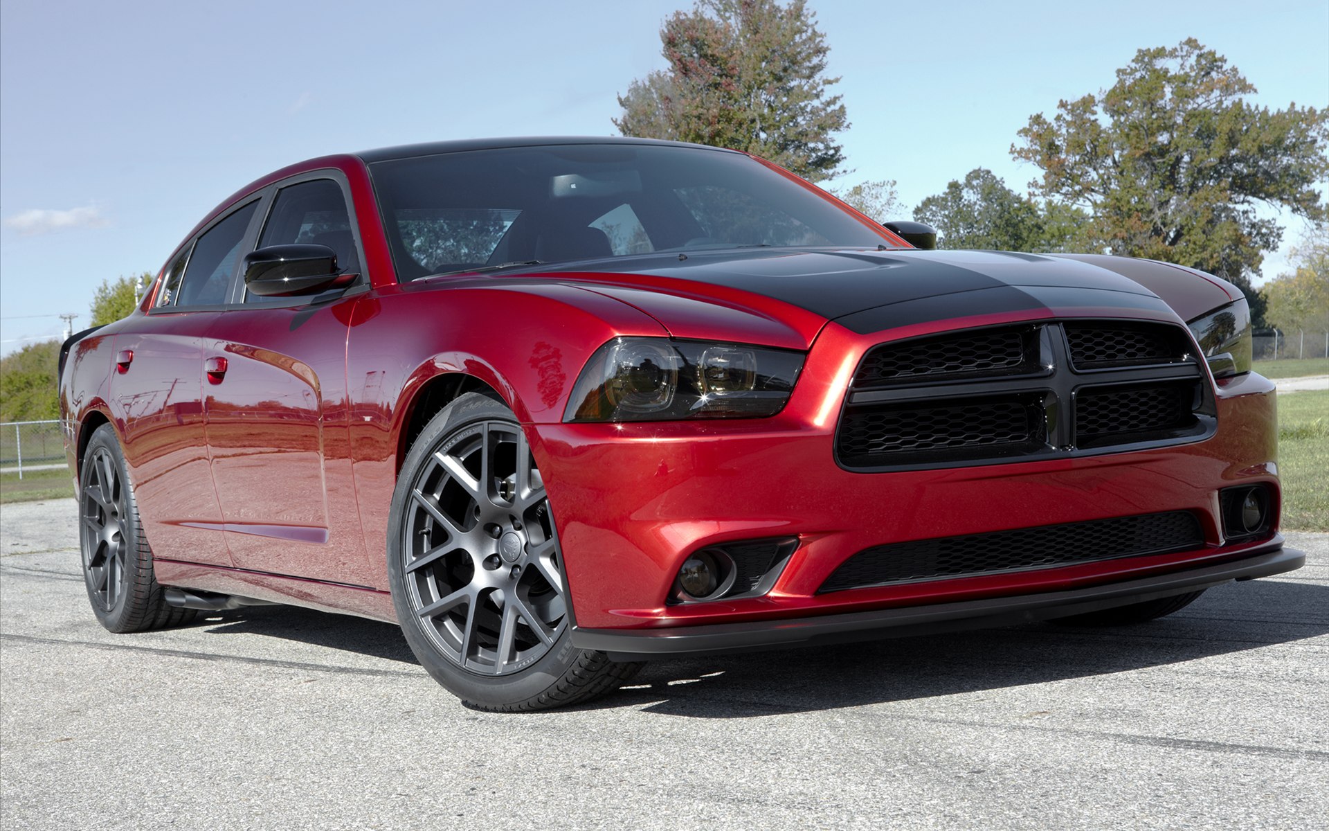 Dark Red Dodge Charger On The Street 2014 Photo Picture Collection