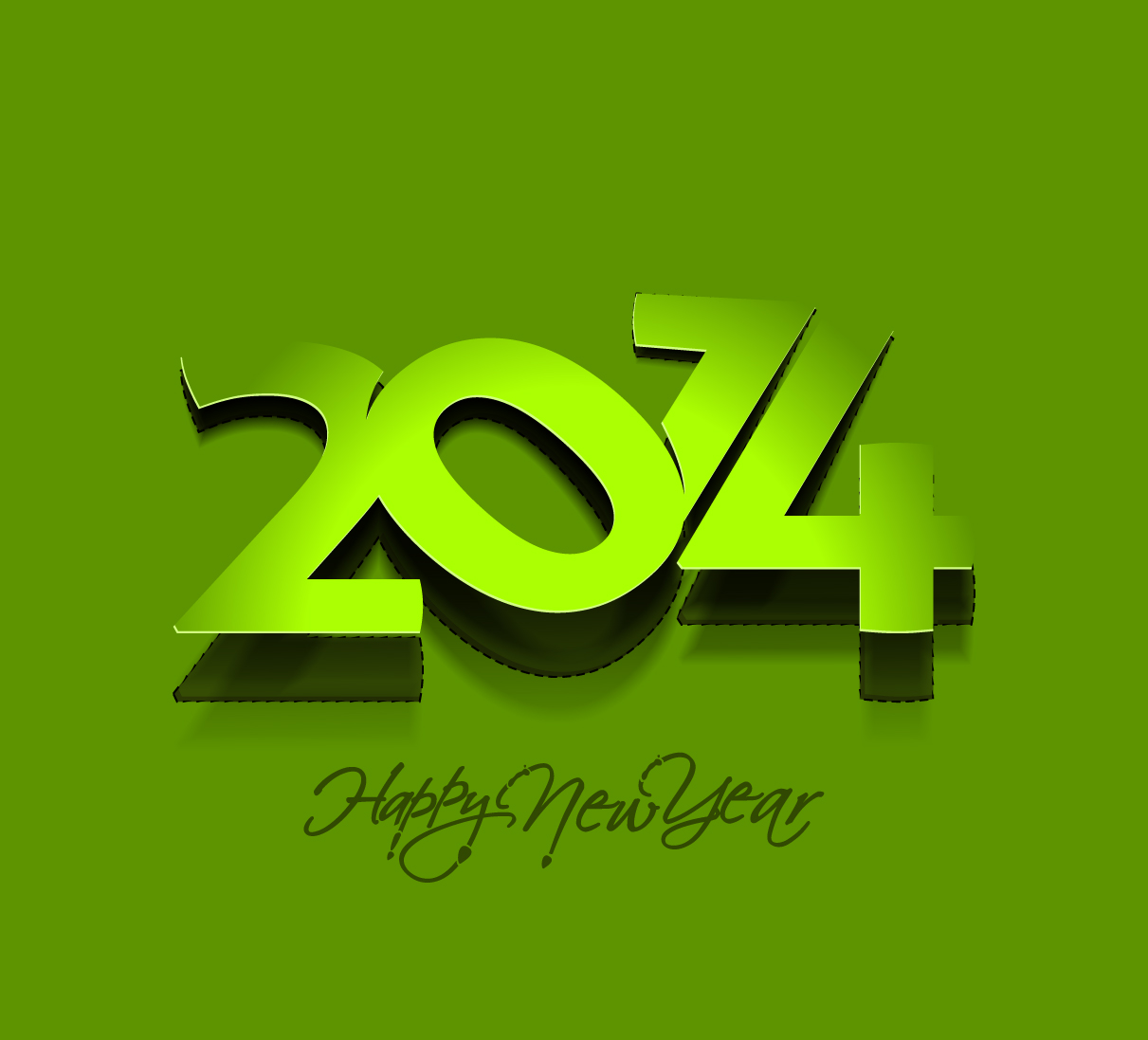 Green Happy New Year 2014 Simple Image HD Wallpaper Picture
