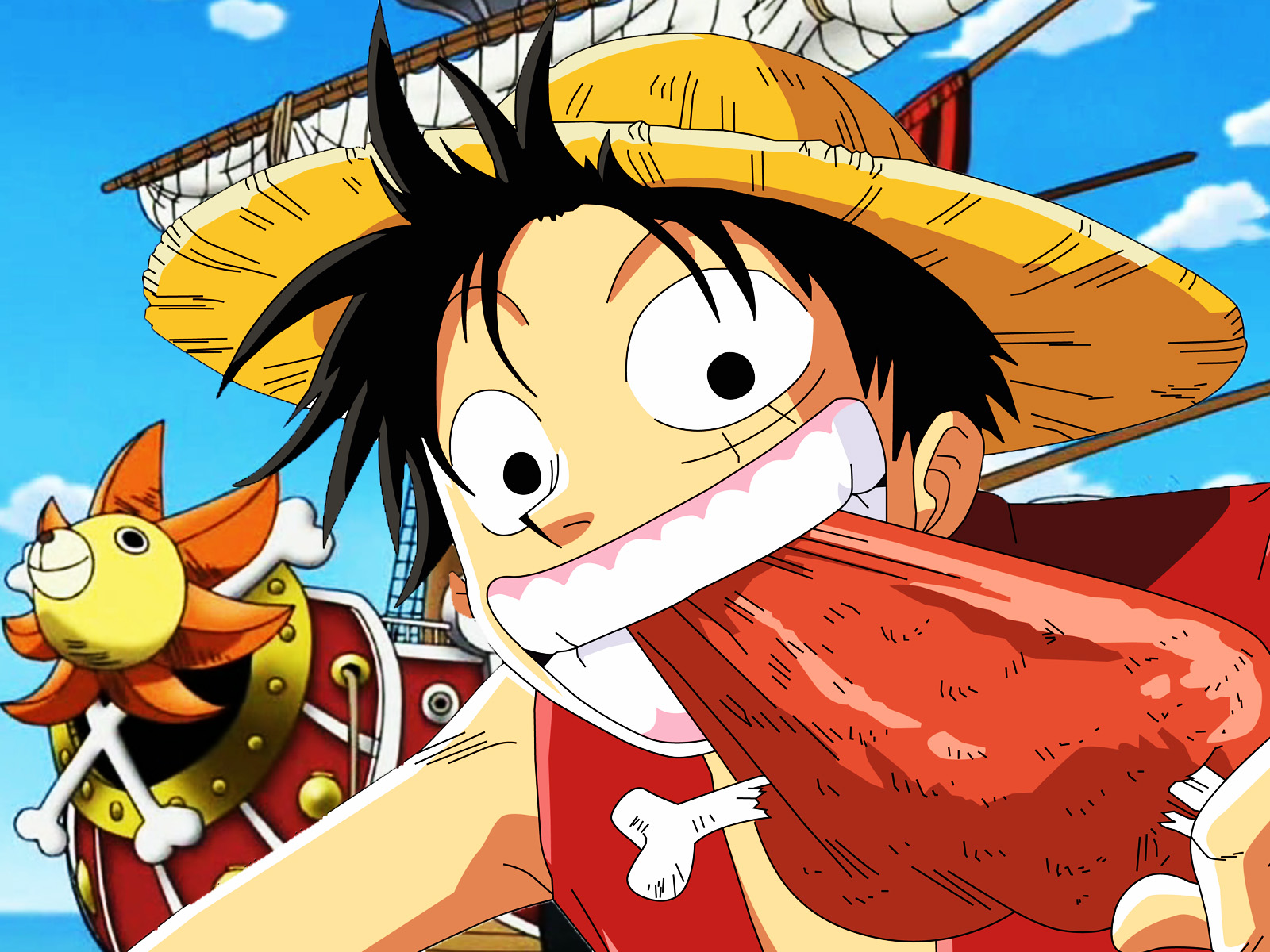 Luffy With Ship Thousand Sunny Wallpaper HD Widescreen For PC Computer