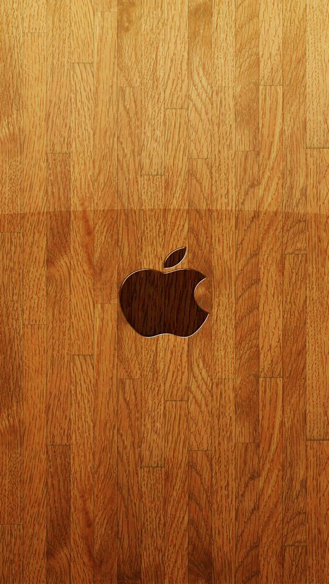 iPhone Logo With Wood Background HD Wallpaper Image