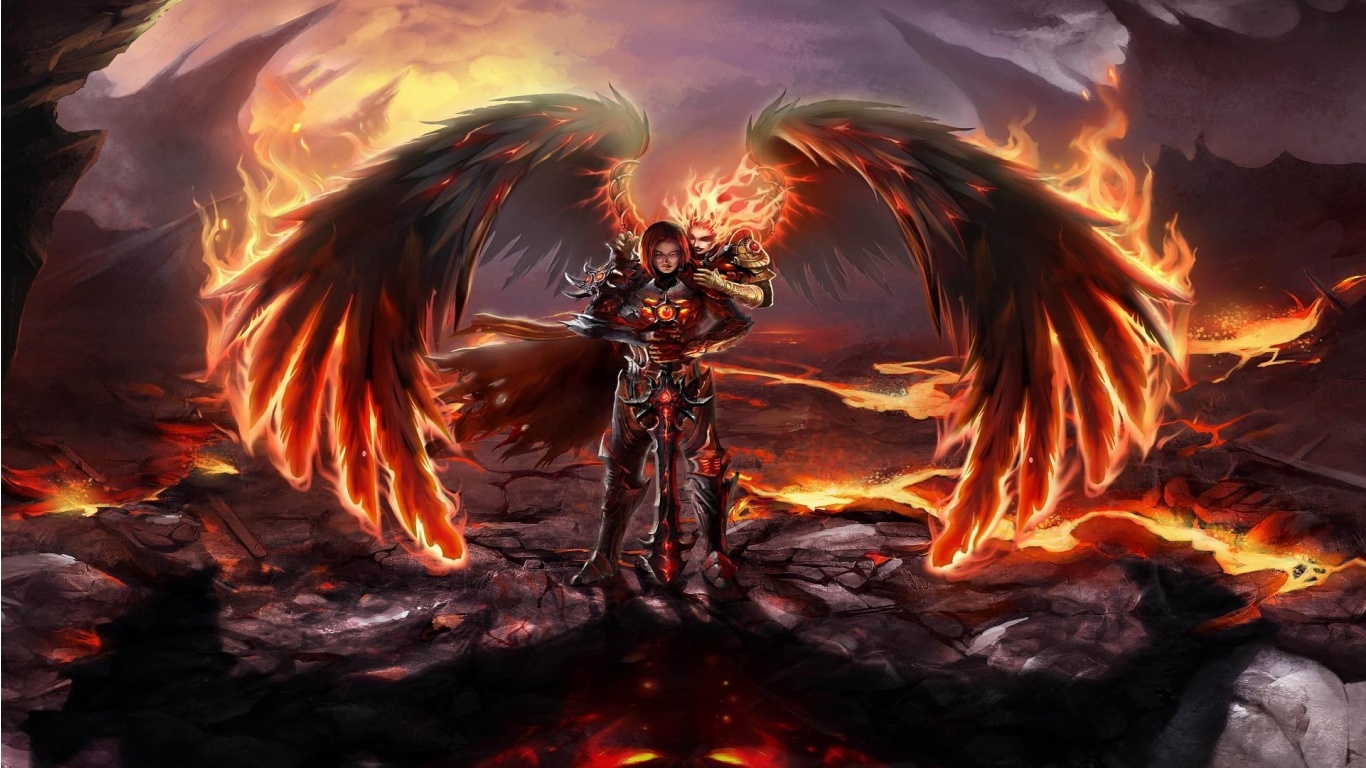 Awesome Dark Angel And Fire HD Wallpaper Image For Your PC Laptop