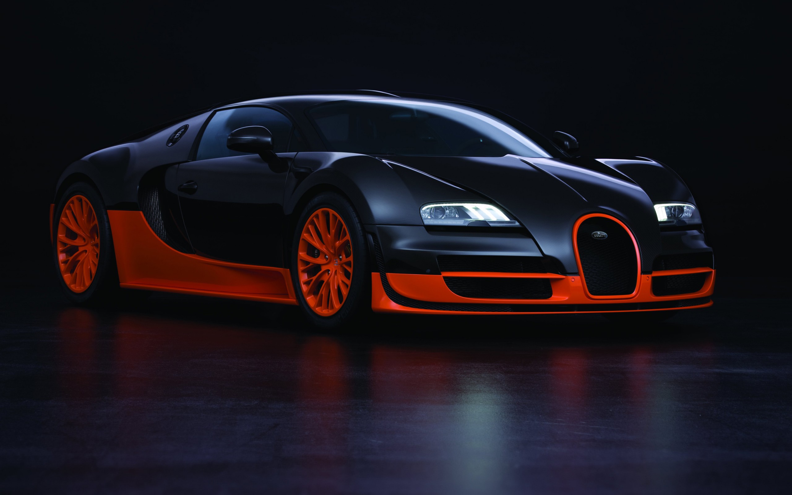 Black Orange Bugatti Veyron 16 4 Super Sport HD Wallpaper Picture