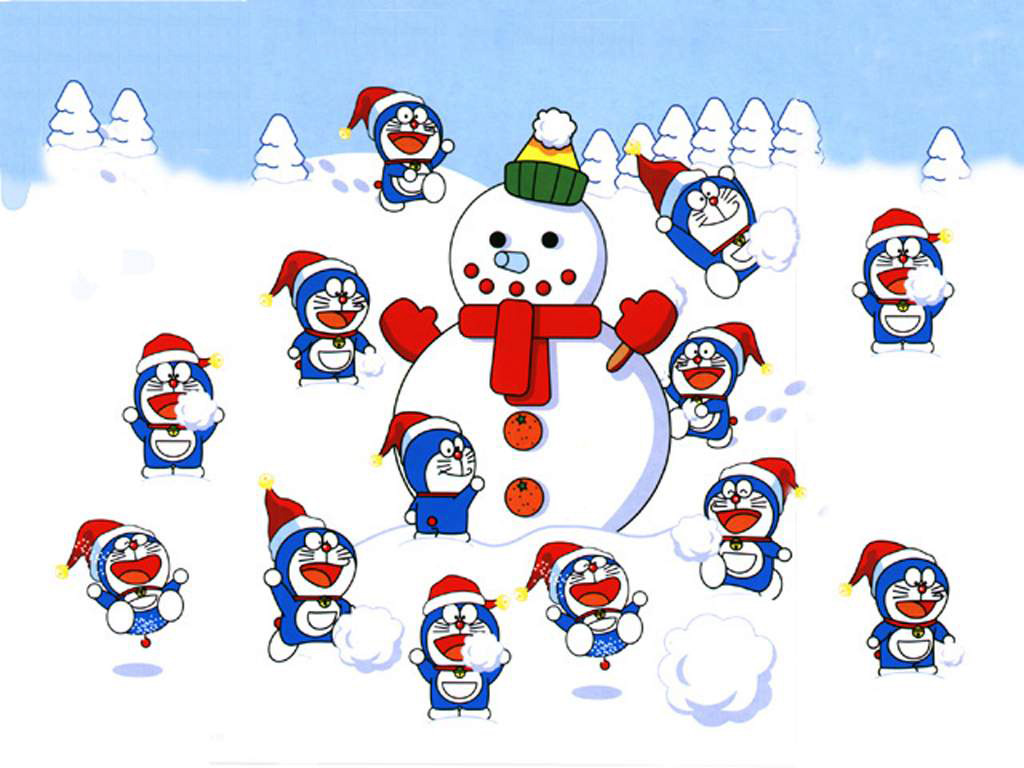 Snowman Doraemon Christmas HD Wallpaper Image Picture