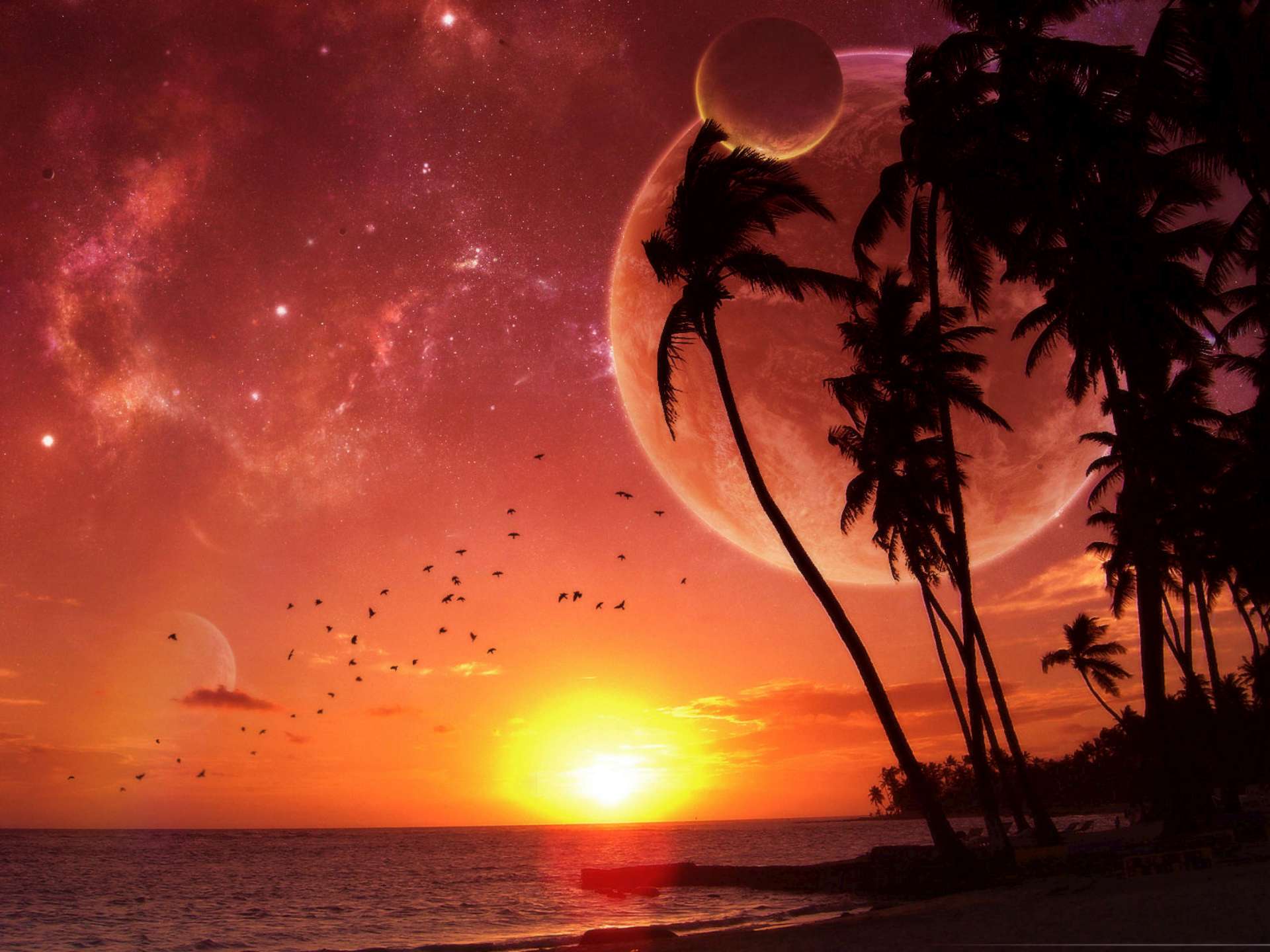 Tropical Sunset Abstract HD Wallpaper