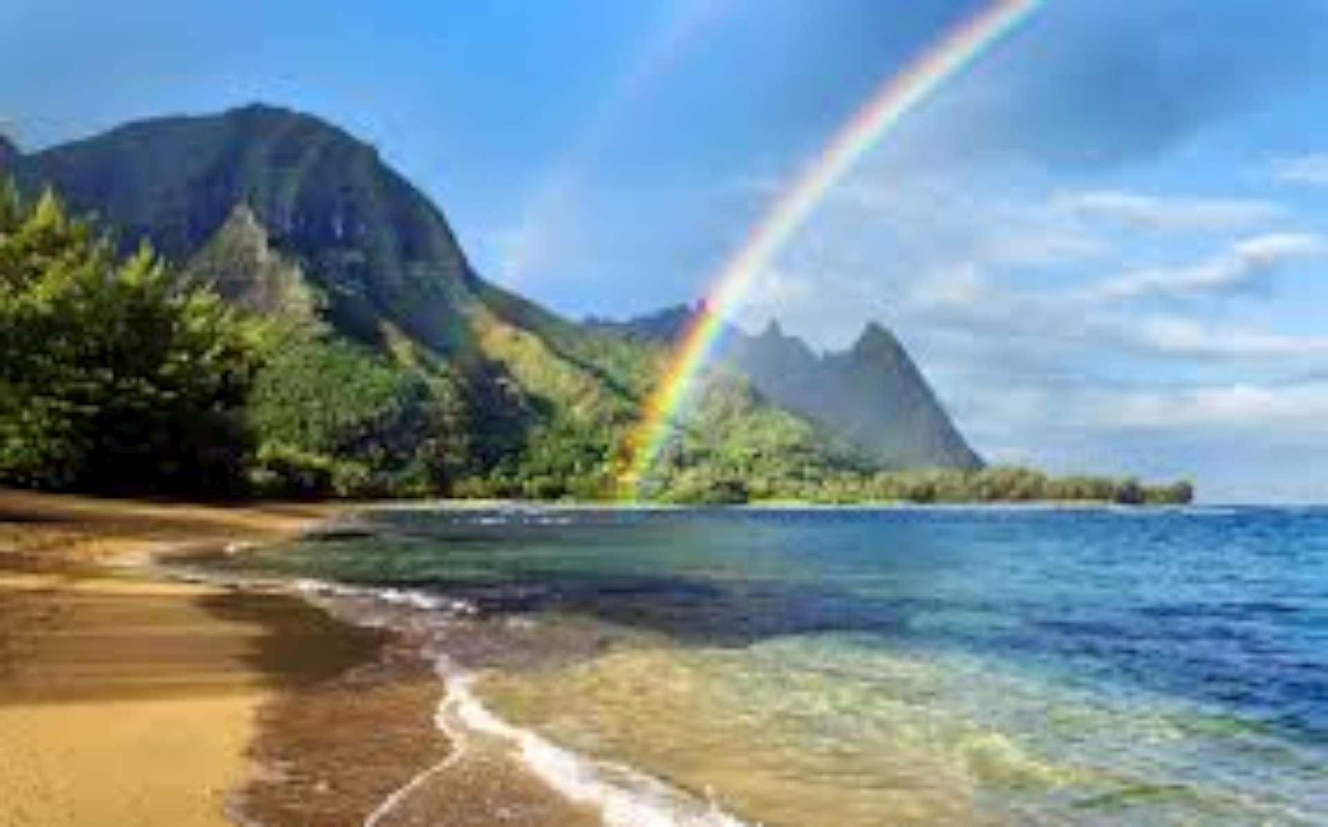 Rainbow and Beach HD Wallpaper